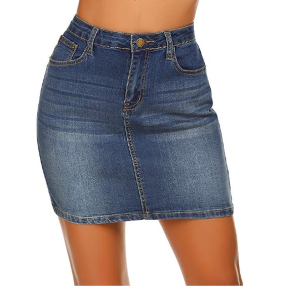 stretch denim mini skirt